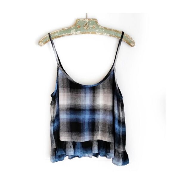 ANTHROPOLOGIE CLOTH & STONE PLAID FLANNEL RUFFLE CAMISOLE SLEEVELESS TOP SZ M - Picture 5 of 8